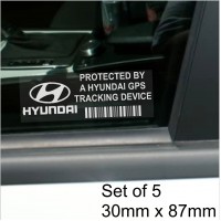 5 x Hyundai GPS Tracking Device Security WINDOW Stickers 87x30mm-i30,i10,i35,Getz,Santa,Accent,Amica-Car,Van Alarm Tracker